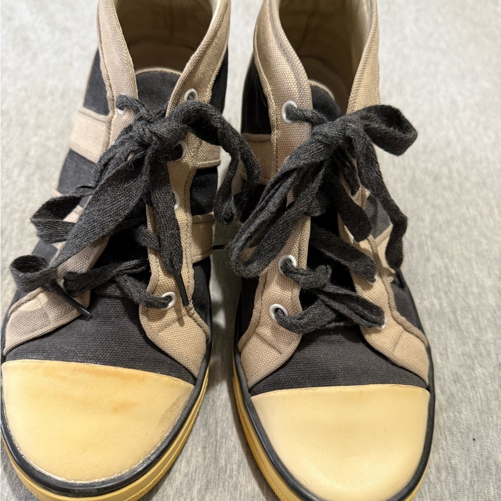 Isabel Marant Black and Tan High-Top Sneakers
